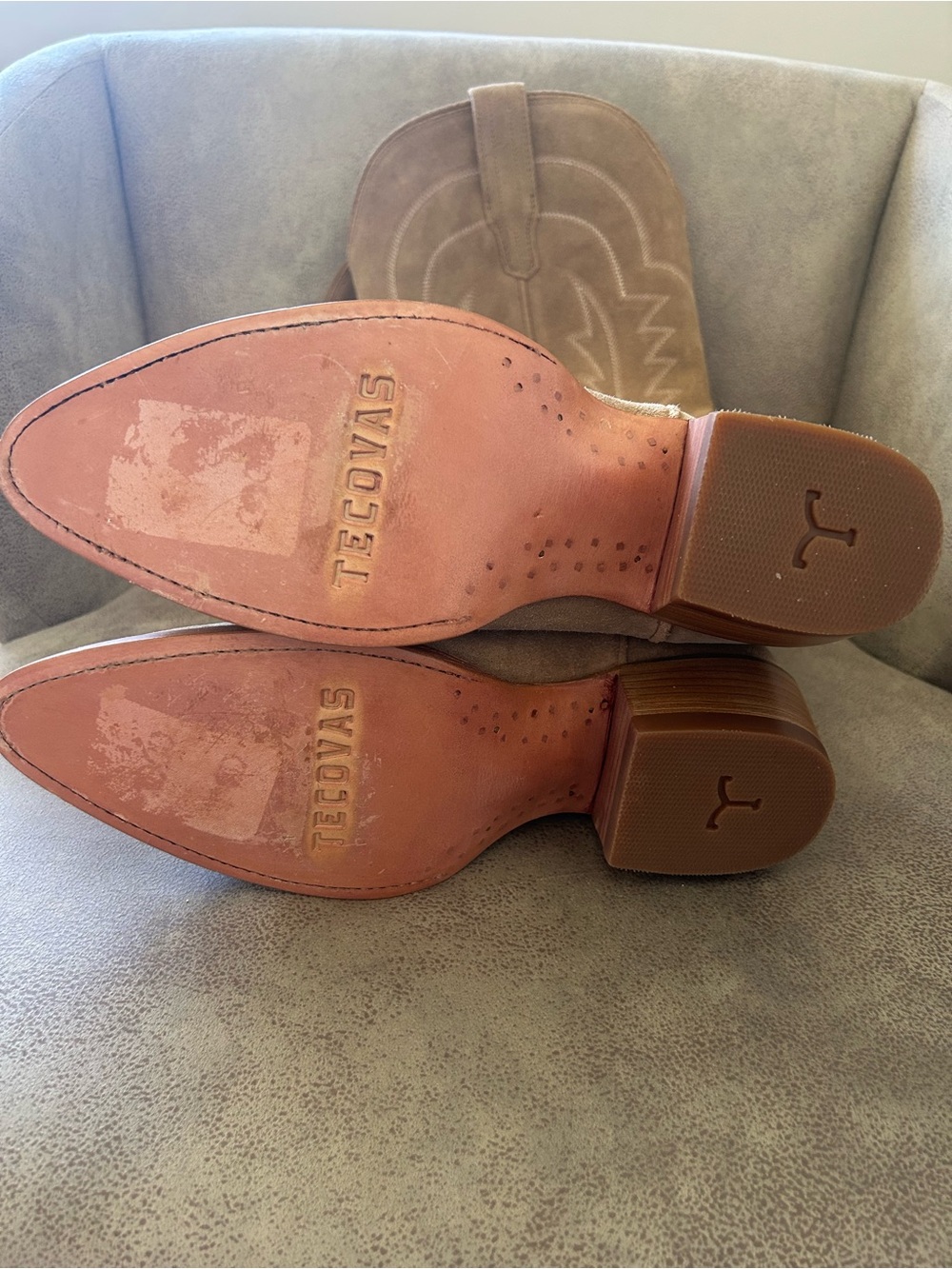 Tecova Abby Driftwood Suede Western Boots - Picture 10 of 11